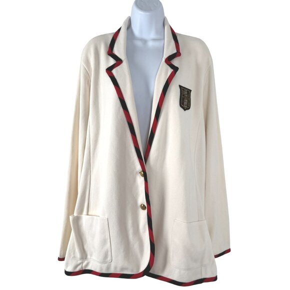 Lauren Ralph Lauren Sweater Blazer 3X Crest Ivory Cream Cotton Nylon NWT CJ-2150 - Picture 1 of 13